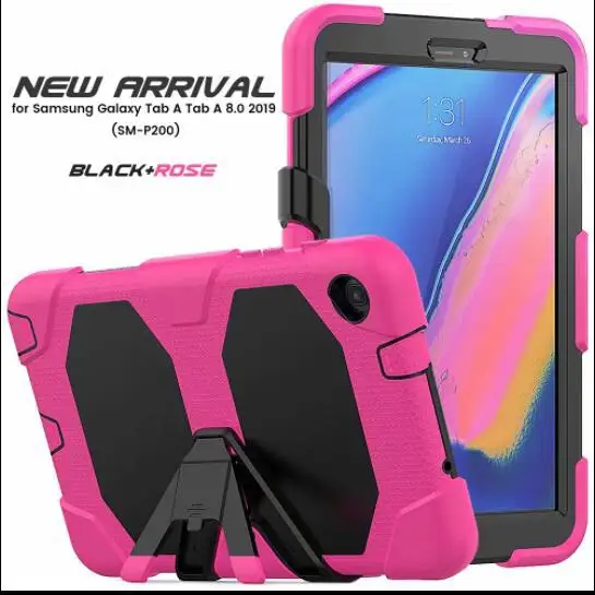 Чехол для Samsung Galaxy Tab A 8,0 P200 P205 P207 SM-P200 SM-P205 планшет из силикона с подставкой с откидной ножкой двойная степень защиты задняя крышка - Цвет: 9