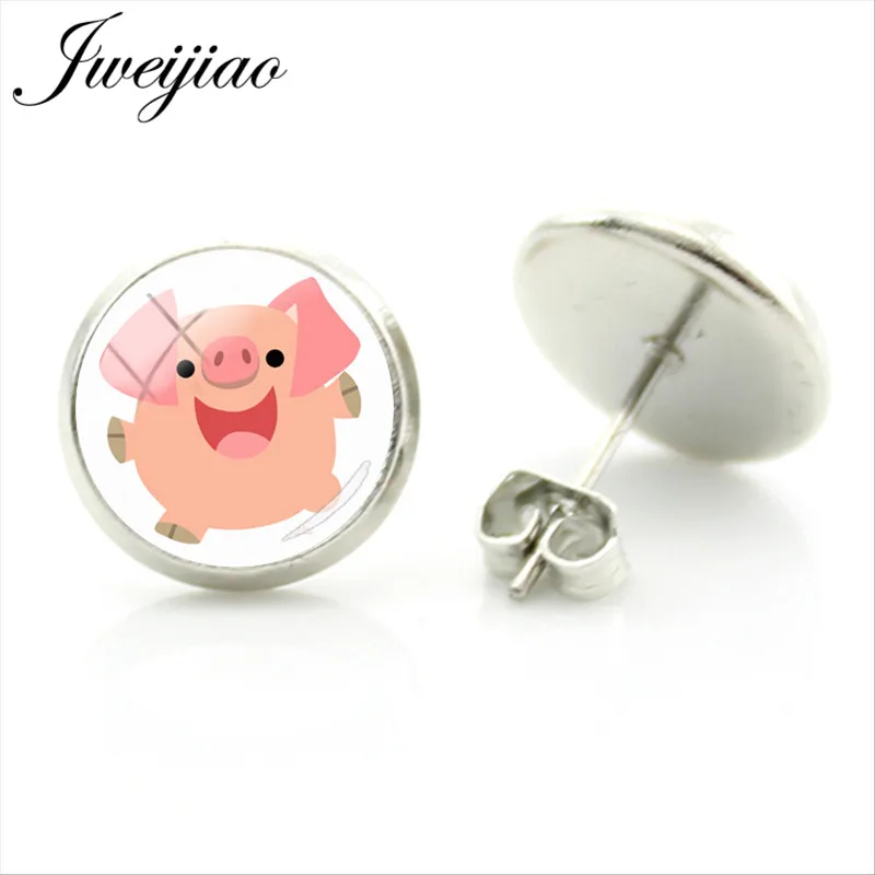 JWEIJIAO милые серьги гвоздики в виде Свинки с изображением животных для игры