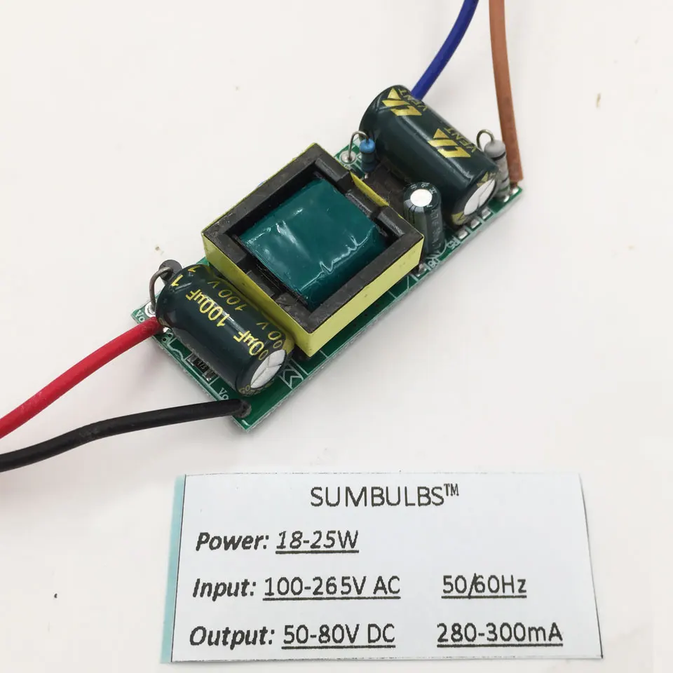 Преобразователь источника питания Sumbulbs 18-25 Вт 50-80 В постоянного тока 18 20 25 300 мА