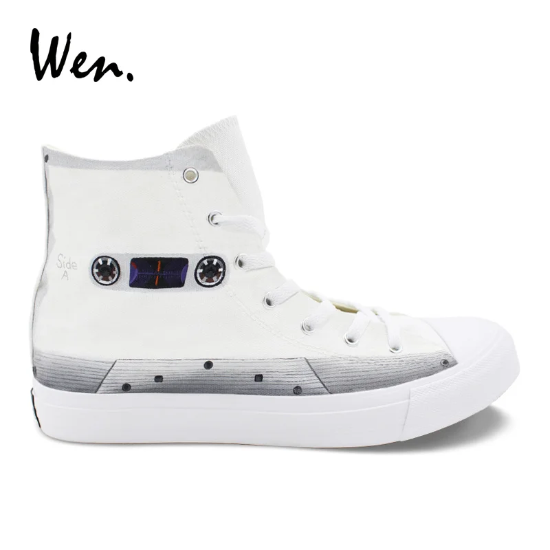 Wen White Canvas Shoes Original Design Tape Hand Painted High Top Skateboarding Trainers Sneakers for Boy Girl Gift | Спорт и