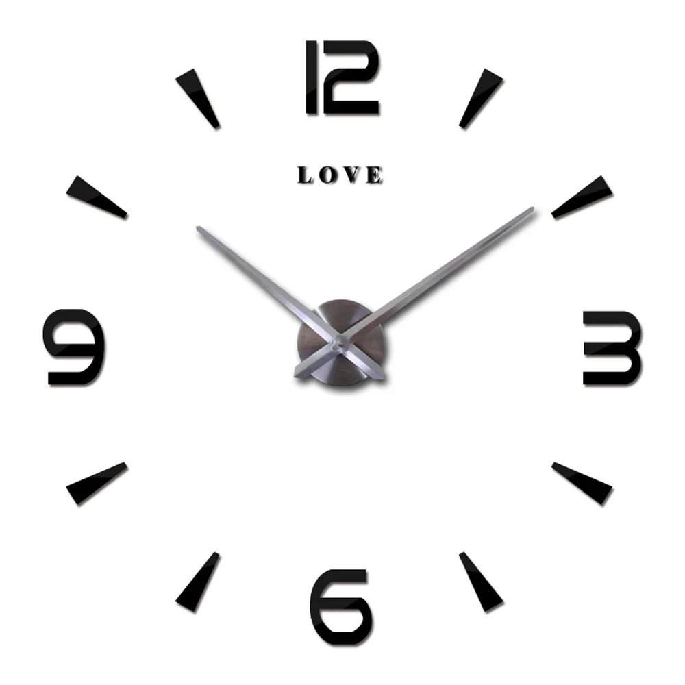 Love Letters Arabic Digital 3D Wall Clock Modern Design Large Diy Wall Clocks Self-adhensive Wall Stickers