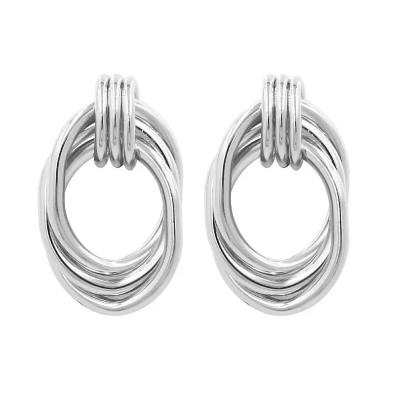 Silver 125 Винтажные висячие серьги для женщин, геометрические серьги ZA из металла, золотые, серебряные, крученые, круглые, простые, Панк ювелирные изделия - Окраска металла: Silver 125