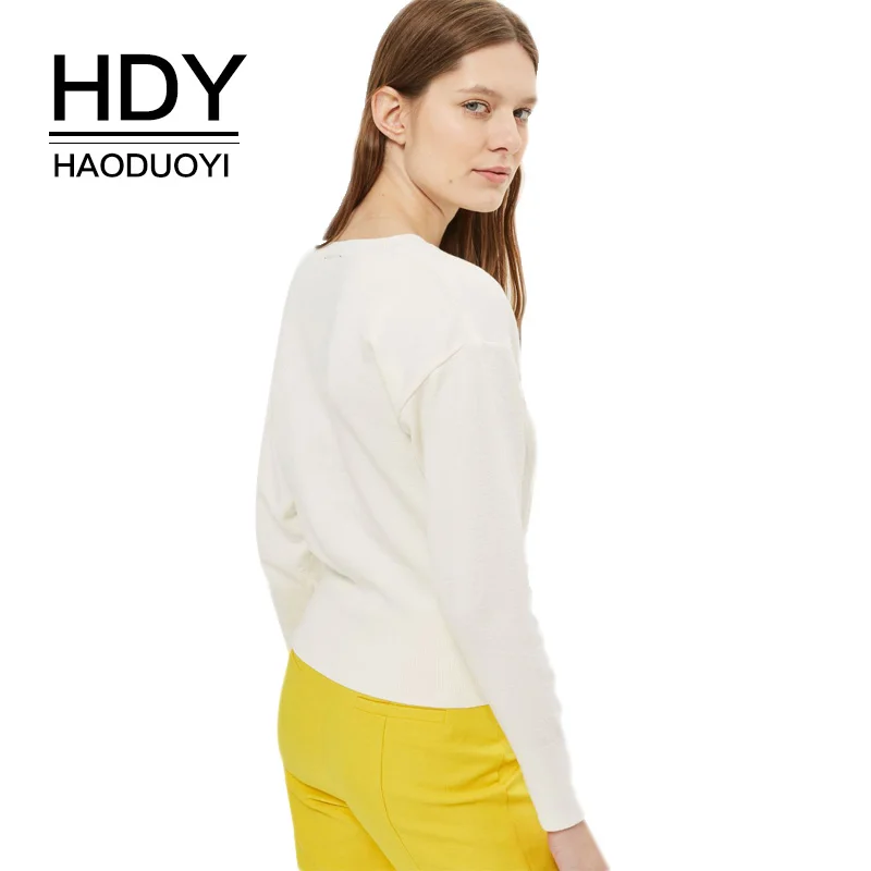 HDY Haoduoyi 2017 осенне-зимний свитер женские вязаные топы на шнуровке Повседневные
