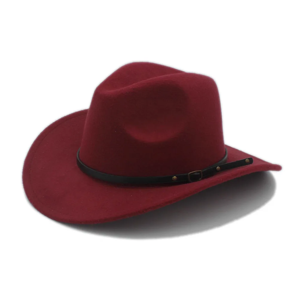 Ретро шерстяная Женская и мужская зимняя фетровая шляпа для ковбоя джазовая