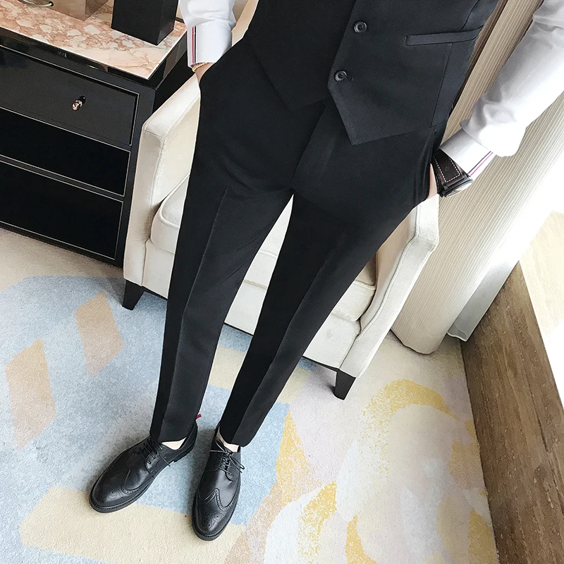 Мужские брюки до щиколотки, деловые зауженные, офисные, однотонные, 2019 от AliExpress WW