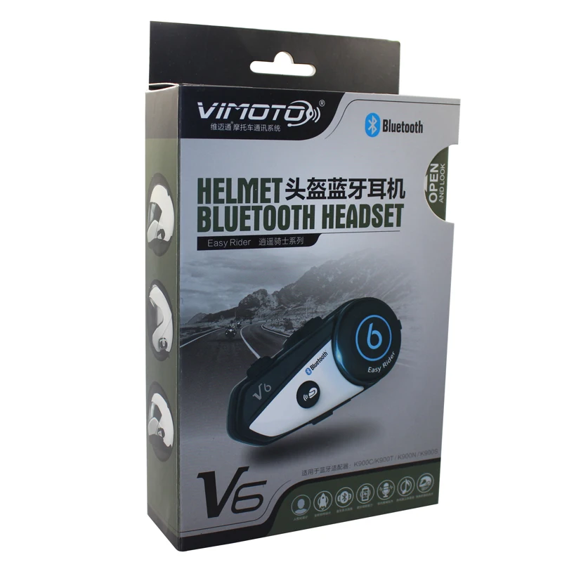 Мотоциклетная Bluetooth гарнитура Vimoto Easy Rider V6 многофункциональная BT мотогарнитура
