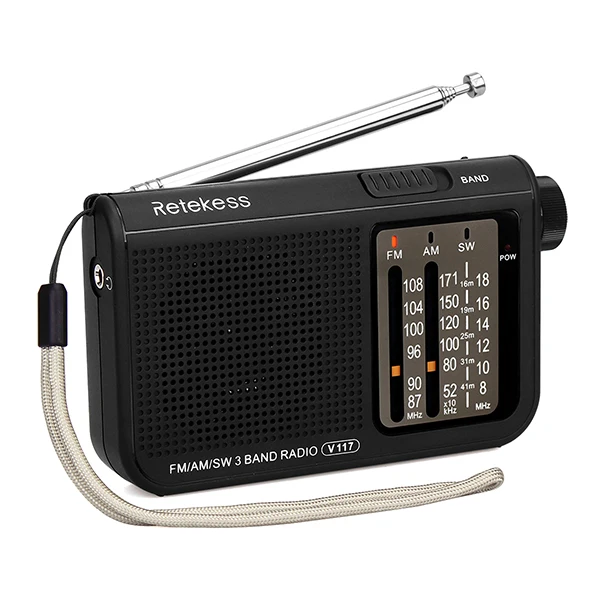 2 шт. RETEKESS V117 ручной набор портативный радио FM/AM/SW 3 полосы Dab Recevier батарея питание аварийный 48 мм телескопическая поворотная антенна