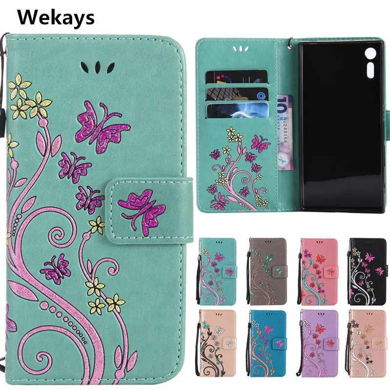 Роскошный цветной кожаный чехол с бабочкой и цветком для Sony Xperia X XA Dual F3111 XZ F8331 XP