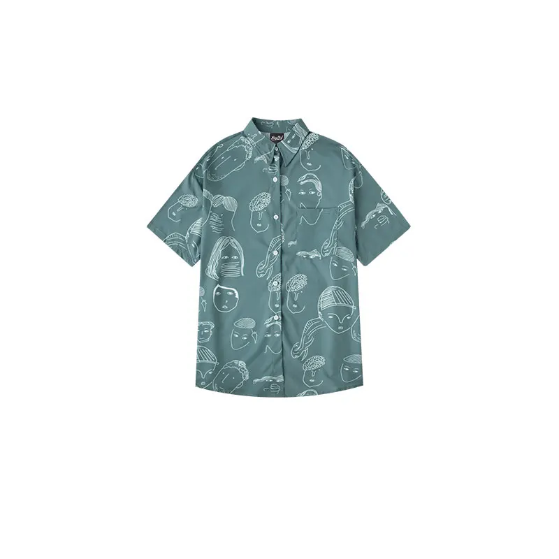 Gray Green GONTHWID винтажные комические летние пляжные рубашки мужские Harajuku повседневные с коротким рукавом Гавайские карманные Рубашки модные пары уличная топы - Цвет: Gray Green