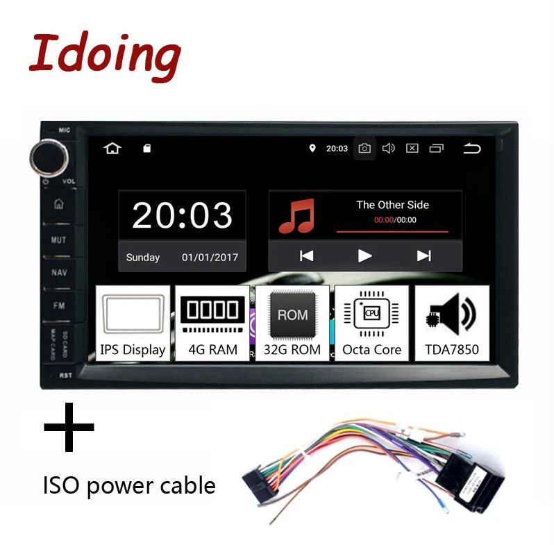 ISO Power Cable Idoing " PX5 4 Гб ОЗУ 32 Гб ПЗУ 8 ядерный Универсальный 2Din автомобиль Android 9,0 радио плеер ips экран gps навигация Мультимедиа Bluetooth - Цвет: ISO Power Cable