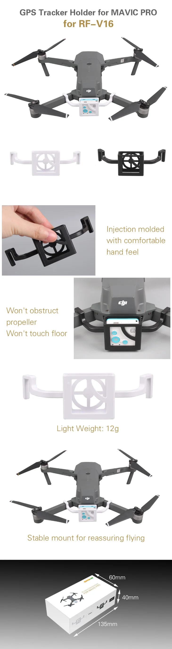 Sunnylife Mavic Drone gps Tracer держатель Поддержка для DJI MAVIC PRO трекер кронштейн RF-V16