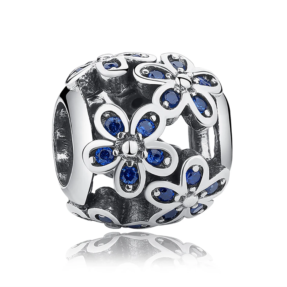 ELESHE, браслет Pandora, 925 пробы, серебряный, синий, прозрачный, CZ, кристалл, бисер, шарм, сделай сам, для производства аутентичной бижутерии