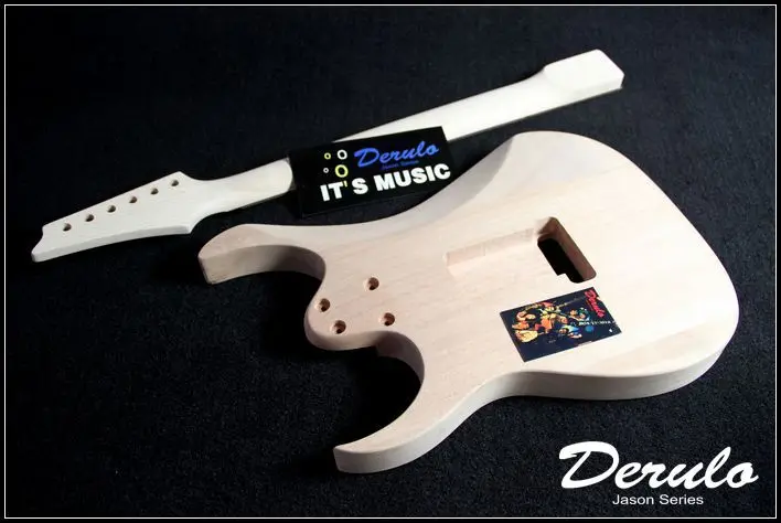 DIY Электрогитара Комплект твердого красного дерева тела клен шеи незавершенной