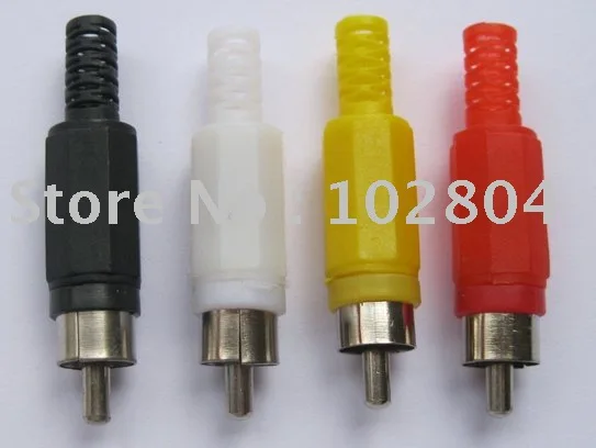 Solder RCA Plug Audio Video Connector 4 colors Red Black Yellow White 12 pcs per Lot Hot Sale | Connectors