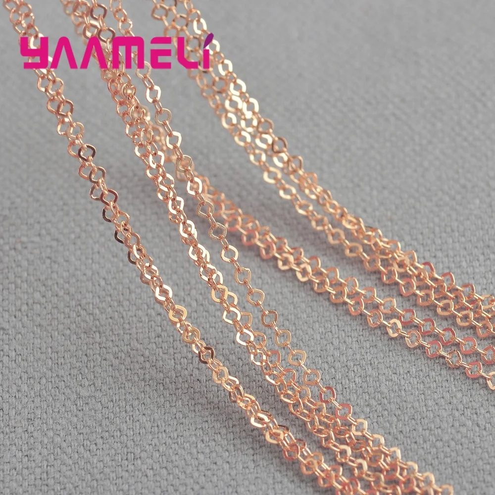 

Promotion S925 SterlingSilver Jewelry Top Quality 50pcs/lot Chain Rose Gold/KC Gold Link Chains Necklace New Fashion Collar