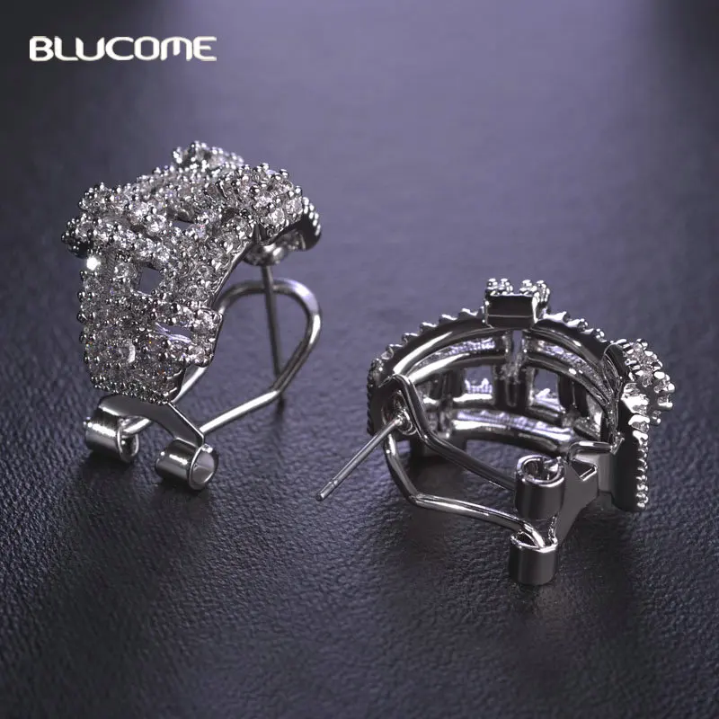 Женские свадебные серьги Blucome золотого цвета из меди с микрозакрепкой и черным