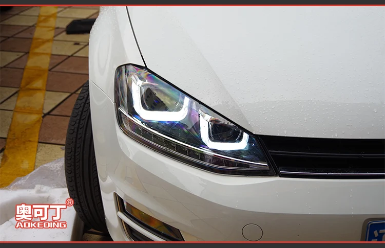 AKD Тюнинг автомобилей фары для VW Golk7 Golf 7 MK7 светодиодные фары DRL ходовые огни биксеноновые фары Противотуманные фары с ангельскими глазками авто