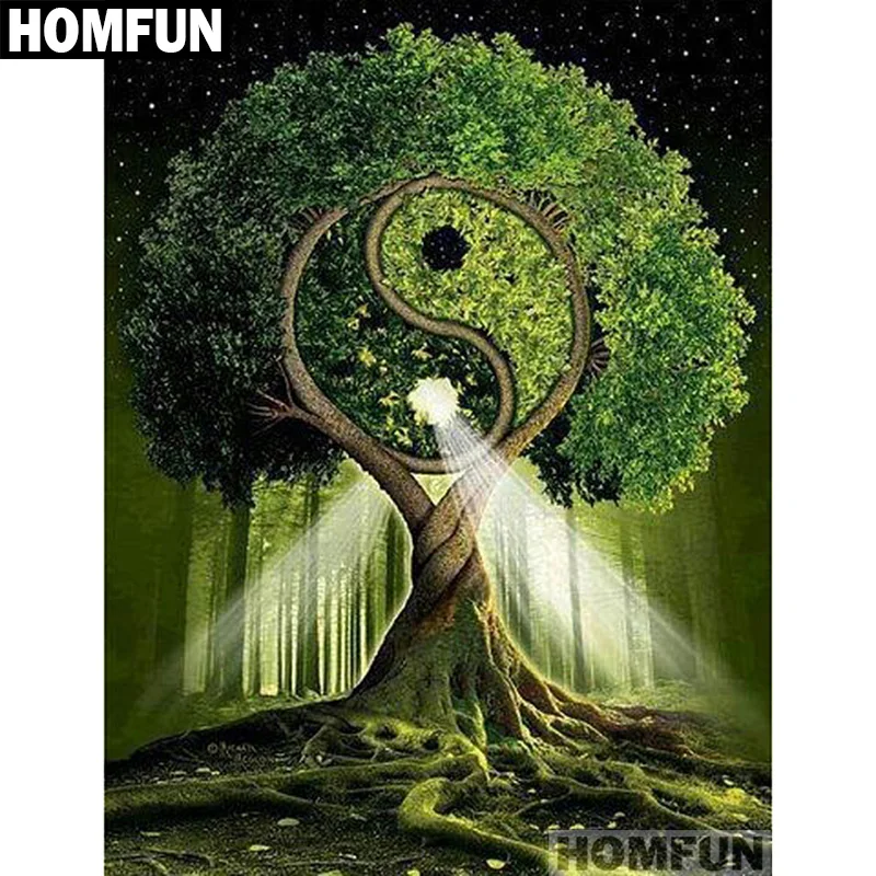 Алмазная живопись HOMFUN A01134 деревья тай-чи вышивка крестиком из квадратных/круглых