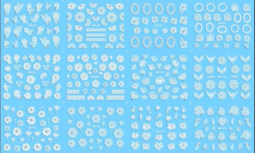 YA LI золото/серебро 3d стикер для дизайна ногтей Наклейка для ногтей Сердце Бабочка и цветок с украшения со стразами DIY украшения