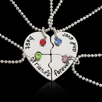 4 pcsset crystal color pendant necklace best friend forever lovely heart friendship creative bff keepsake friendship gift