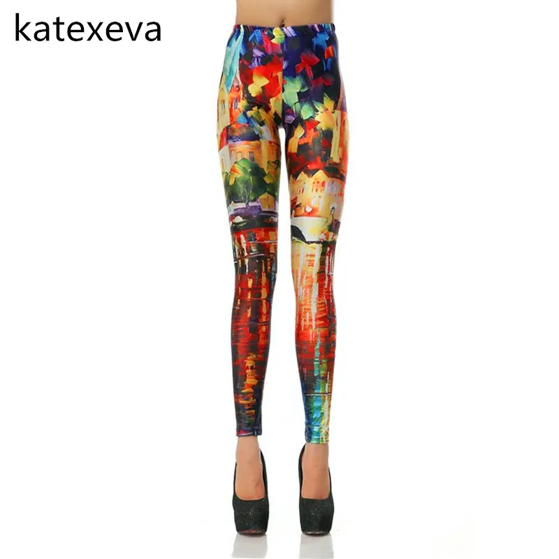 Katexeva 2018 Для женщин Новая мода Высокая Талия Леггинсы цифровой печати леггинсы Sexy