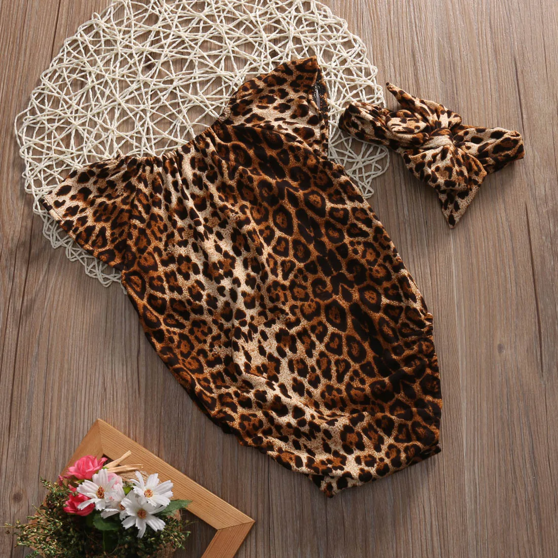 Комплект из 2 предметов для новорожденных и маленьких девочек леопардовая одежда