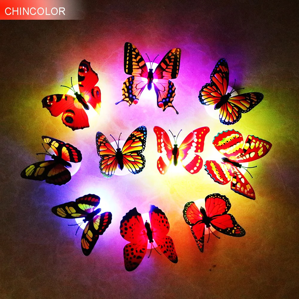 Настенные наклейки с бабочками 2 шт./лот розничной коробкой RGB светодиодная лампа