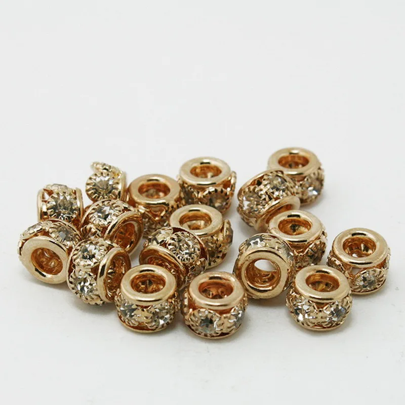 NiceBeads 6*8 мм 4 шт. круглые посеребренные бусины с кристаллами Стразы для