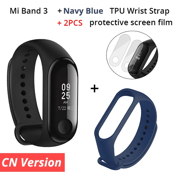 Add Navy Blue Xiaomi mi-браслет 3 mi Band 3 мгновенное сообщение каллид водонепроницаемый OLED сенсорный экран mi band 3 mi Band 2 Up Smart Xiao mi Band - Цвет: Add Navy Blue