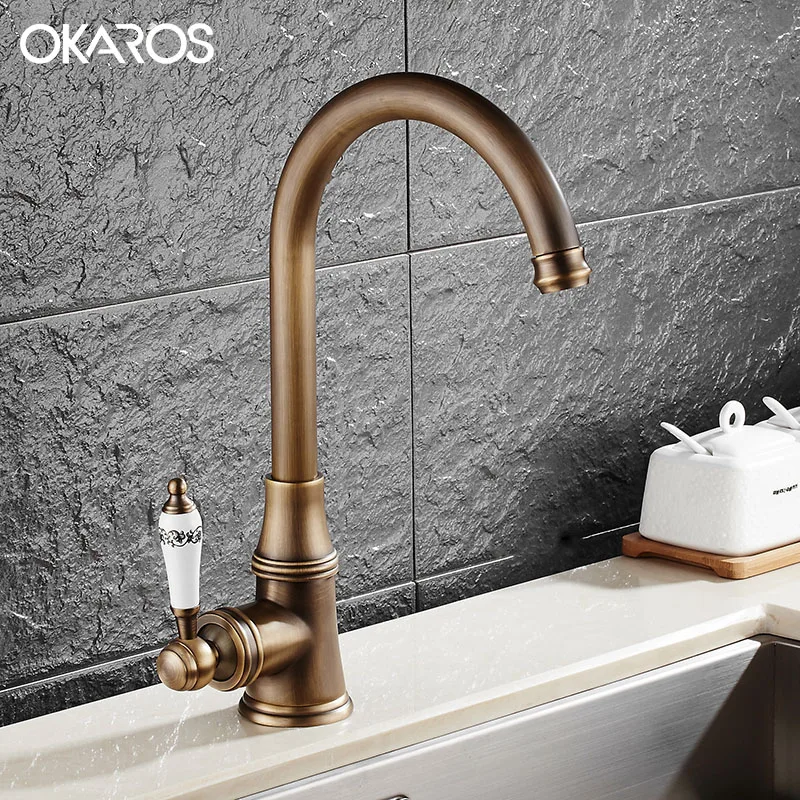 Кухонный Смеситель OKAROS кран для воды с поворотом на 360 градусов из твердой латуни