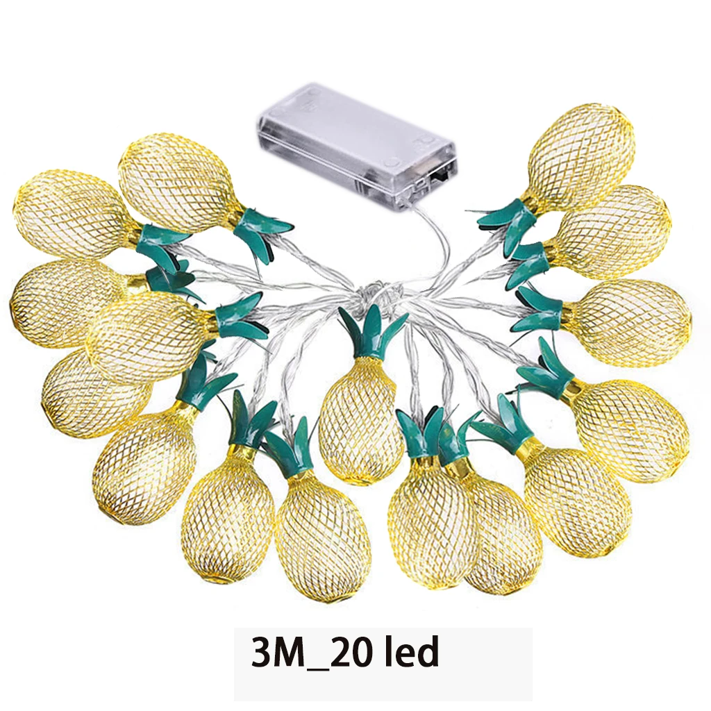 

Винтажные железные ночные светильники в виде ананаса, 10 светодиодов, 20 светодиодов, гирлянда 3 м с питанием от батарейки ЕС, водонепроницаем...