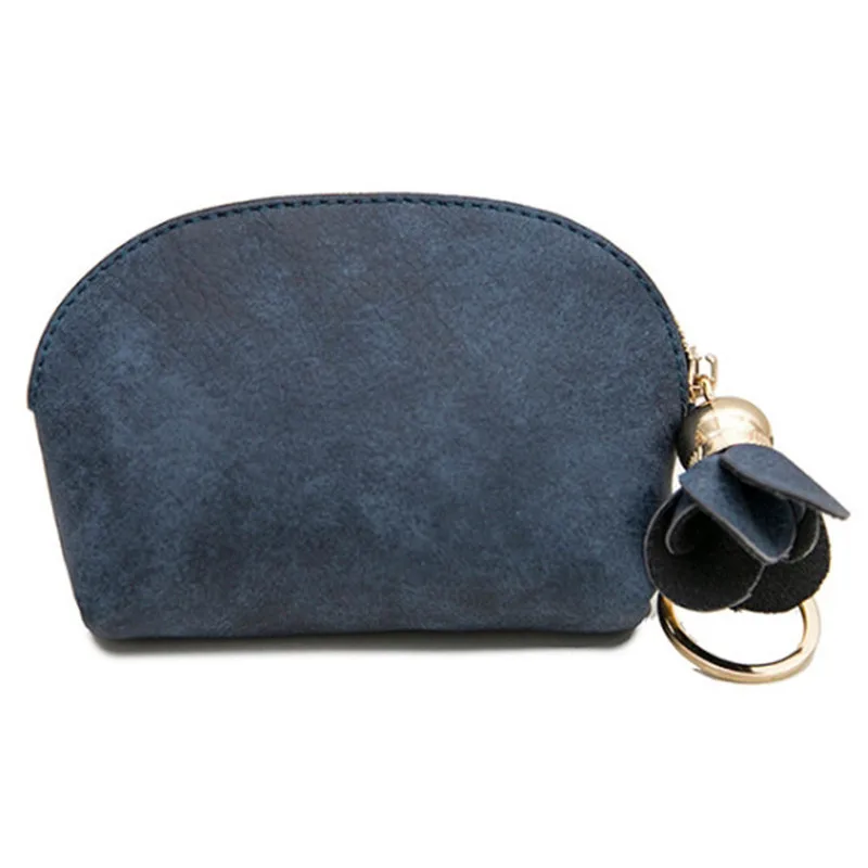 Navy Blue Портмоне, декорированное цветами, женский маленький мини-кошелек из искусственной кожи, держатель для кредитных карт, ID, с кольцом для ключей, женская сумка для мелочи, клатч, сумочка - Цвет: Navy Blue