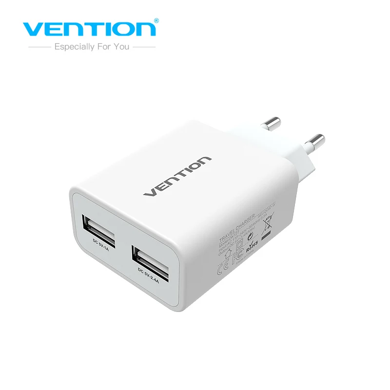 Vention зарядное устройство для мобильного телефона 5 в 1A 2.4A двойное USB портативное