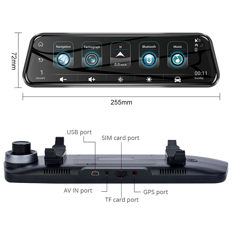 

4G ADAS Android Car DVR Camera 10'' Streaming Rearview Mirror Dash Camera GPS FHD 1080P Video Recorder Car Custom Bracket H58