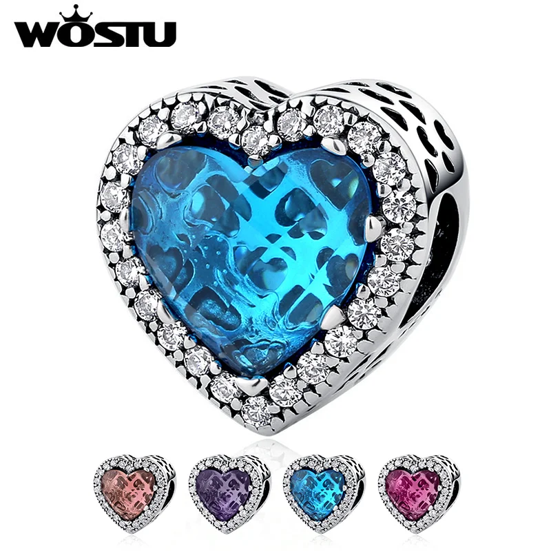 Real 100% 925 Sterling Silver Dazzling Radiant Heart Shape Charm Beads Fit Original Bracelet Wedding Jewelry | Украшения и