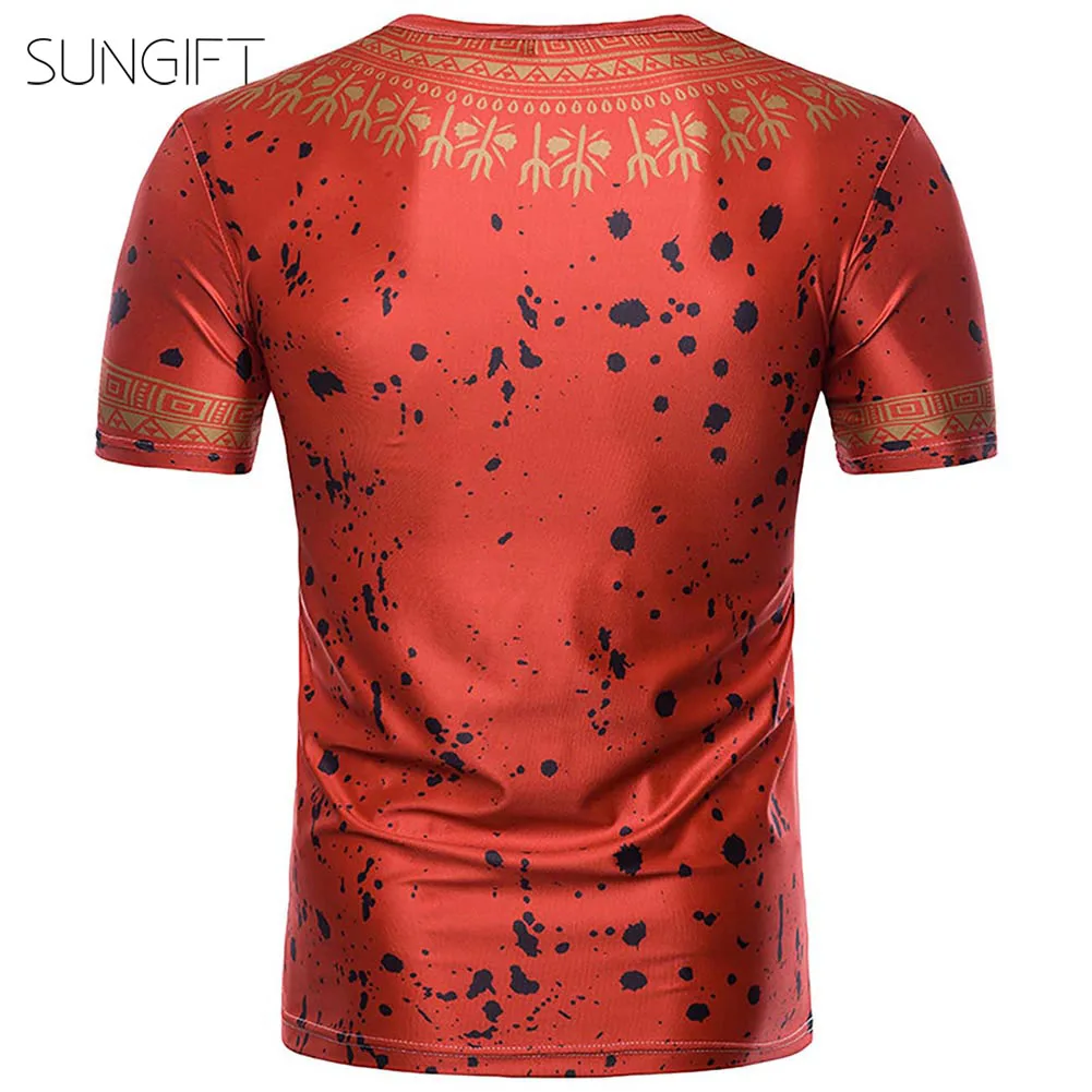 SUNGIFT Африканский Мужской Топ традиционная одежда с коротким рукавом дашик шаблон