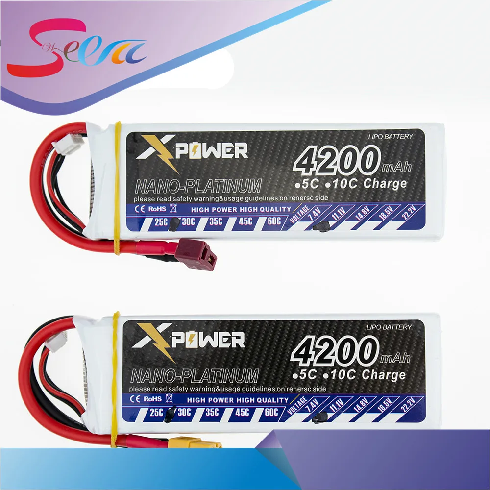 Lipo Батареи 11.1 В 3 S 4200 мАч 30C Max 35C XT60 EC5 Т Plug Xpower Литиевые Для RC Drone Helicoptes Частей ПРОТИВ