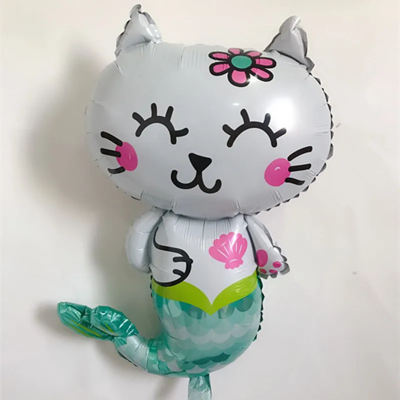 Новый 80*45 см кошка рыбы Русалка фольгированные шары День рождения Baby shower