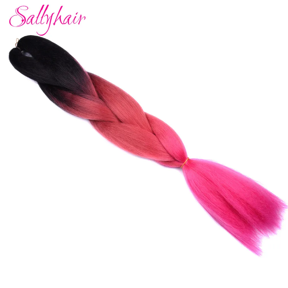 Зеленый Jumbo косы ombre плетение волос 2 3 тон чёрный; коричневый розовый цвет sallyhair 24 дюйма высокой Температура Волокно Синтетические волосы расширение - Цвет: Зеленый