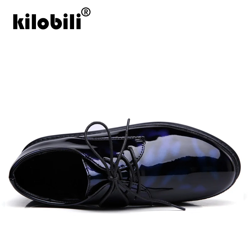Kilobili/2019 весенние женские туфли на плоской платформе с перфорацией типа броги из