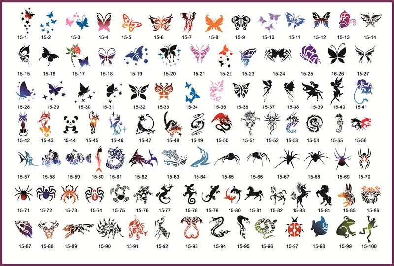 2014 последние 100 шт. Бабочка Животные конструкции Многоразовые Клей трафареты для
