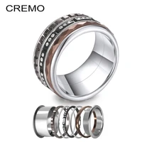 cremo titanium layers rings women minimalist stainless steel ring band layers statement groove ring femme