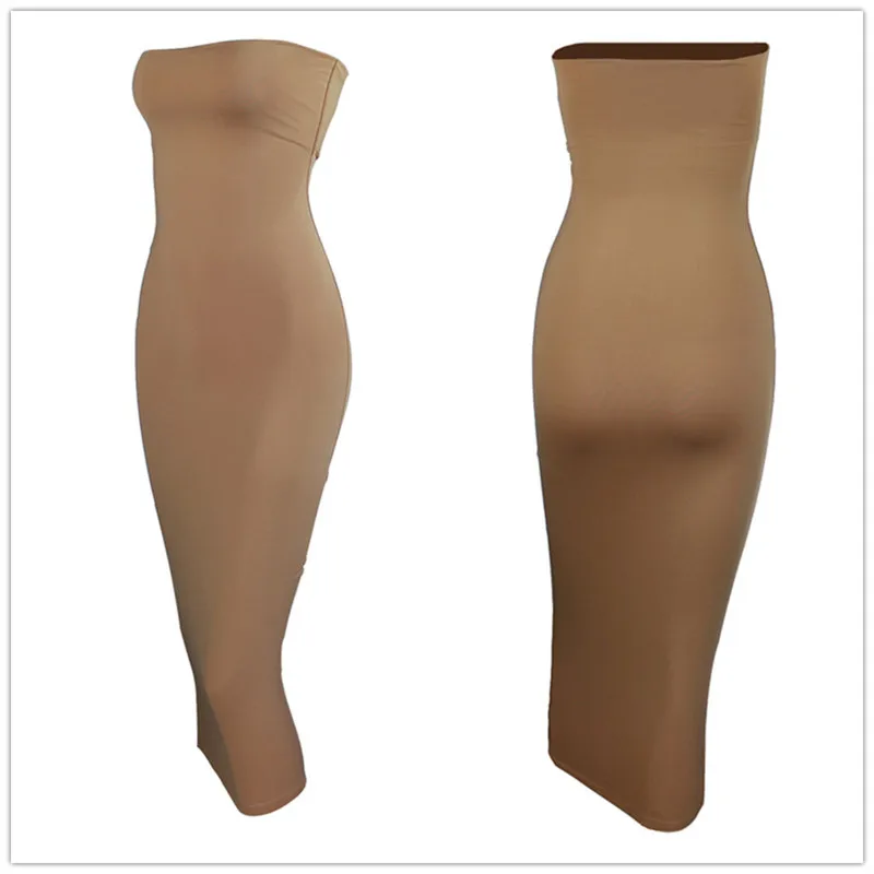 Strapless Summer Sexy Sleeveless Women Beach Dress Solid White Boob Tube Top Evening Party Stretch Pencil Dresses | Женская одежда
