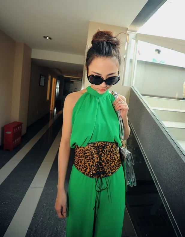 Осень-зима модные женские леопардовые широкий кожаный пояс Подпушка пальто