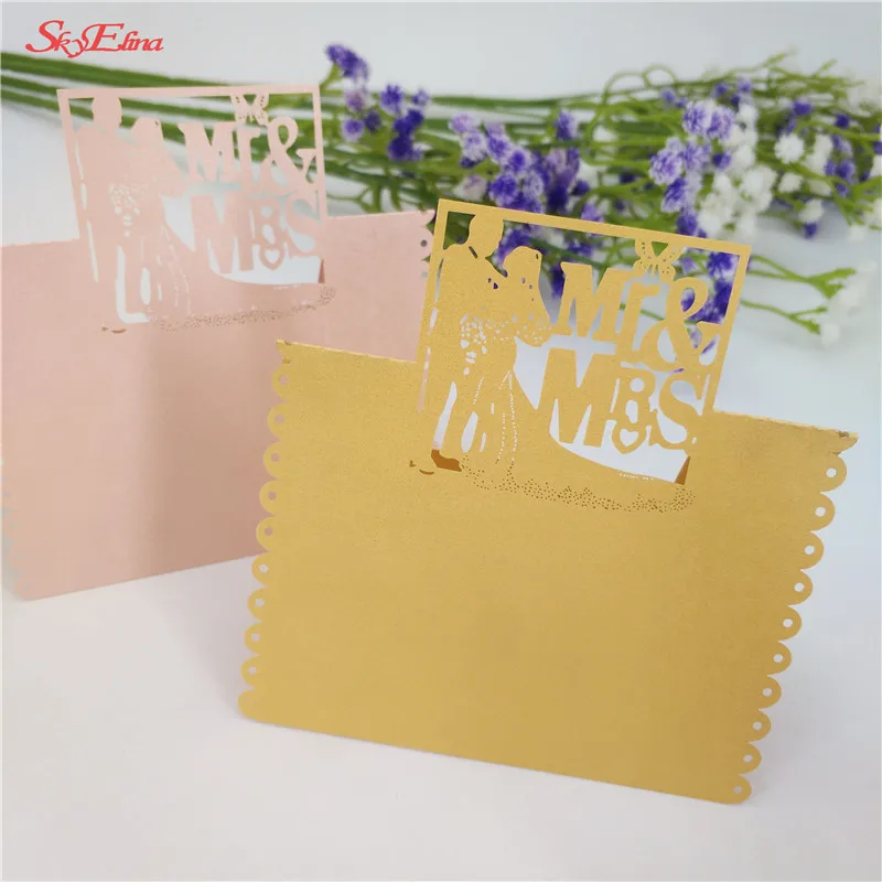 10pcs Laser Cut MR &amp MRS Place Card Table Name Wedding Party Bridal Decoration Shower Seat 7z |
