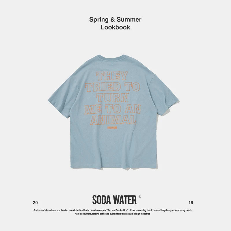 Мужская футболка с принтом SODA WATER уличная оверсайз в стиле хип-хоп 9157S 2019 | одежда