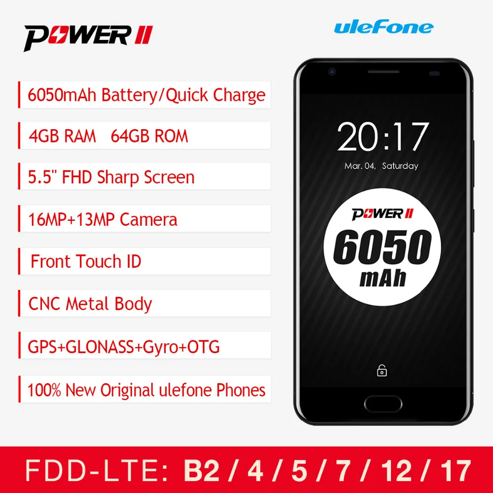 Ulefone Мощность 2 американской версии 5 &quotмобильный телефон FHD Android 7 0 mtk6750t восемь