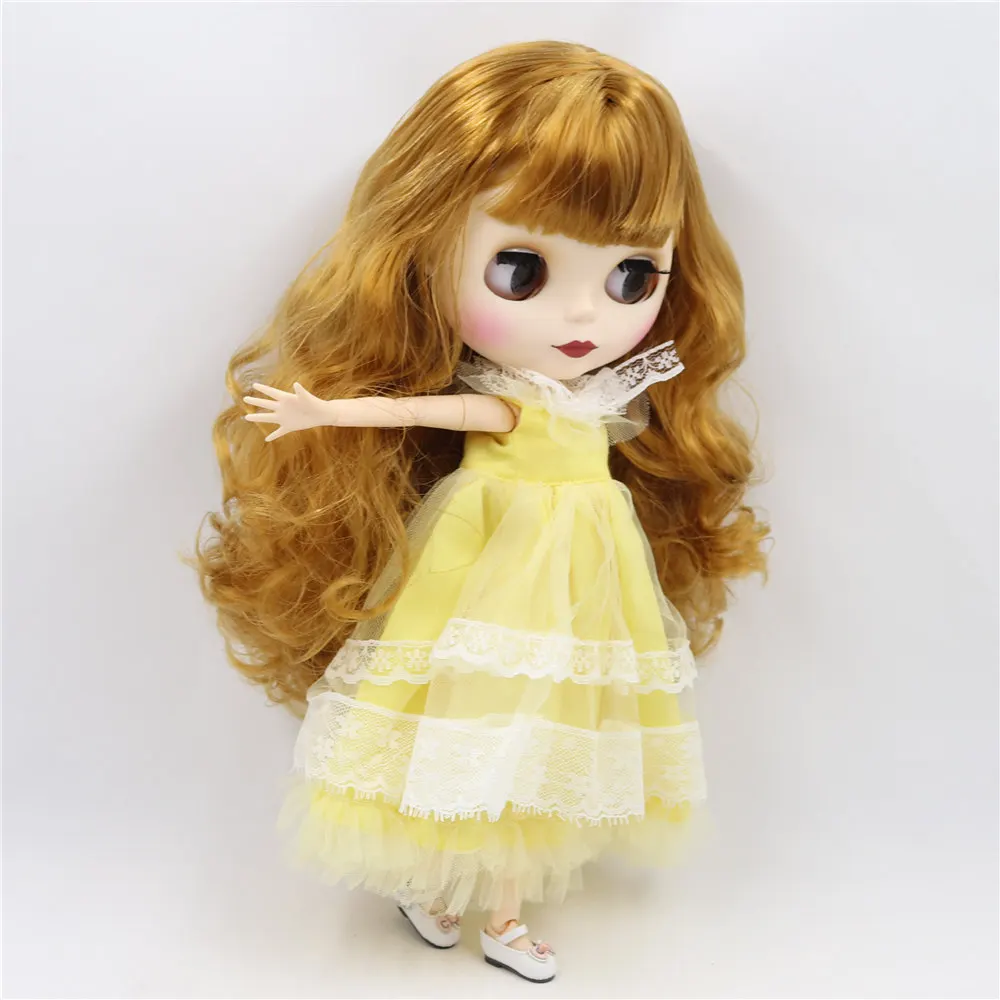 Ледяной DBS Blyth кукольные 1/6 bjd из белой кожи Матовые шарнирное тело золотых волос.