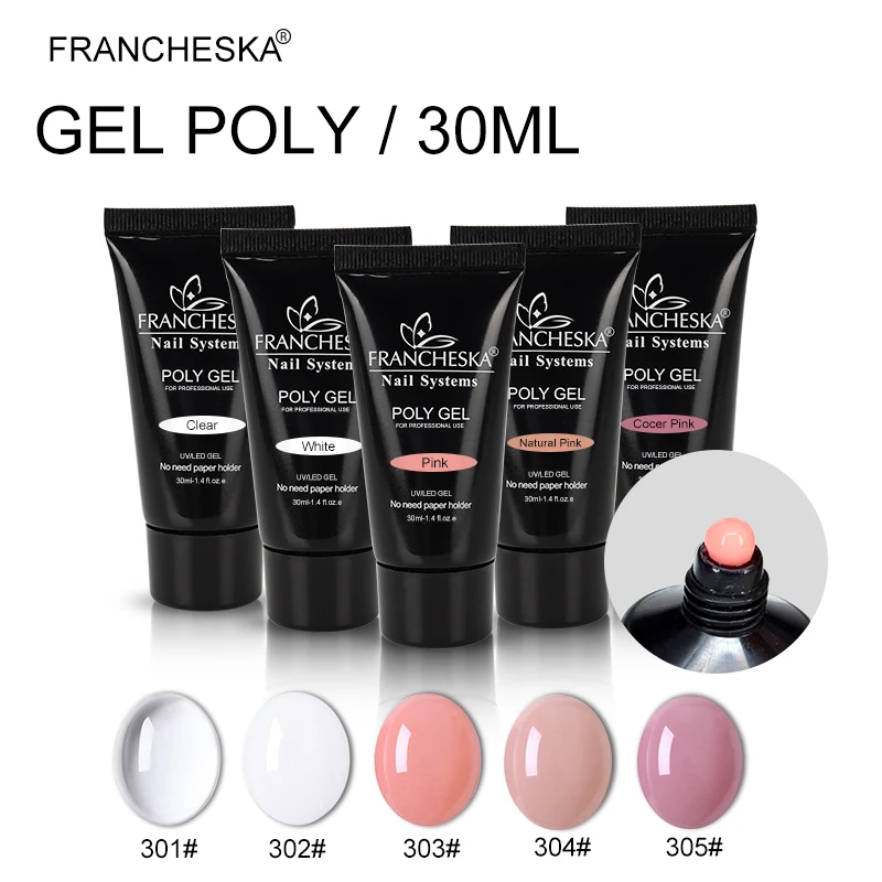 Francheska а так же 30 г полигель 5 цветов ногтей acryli Лаки для Удлинительный УФ гель
