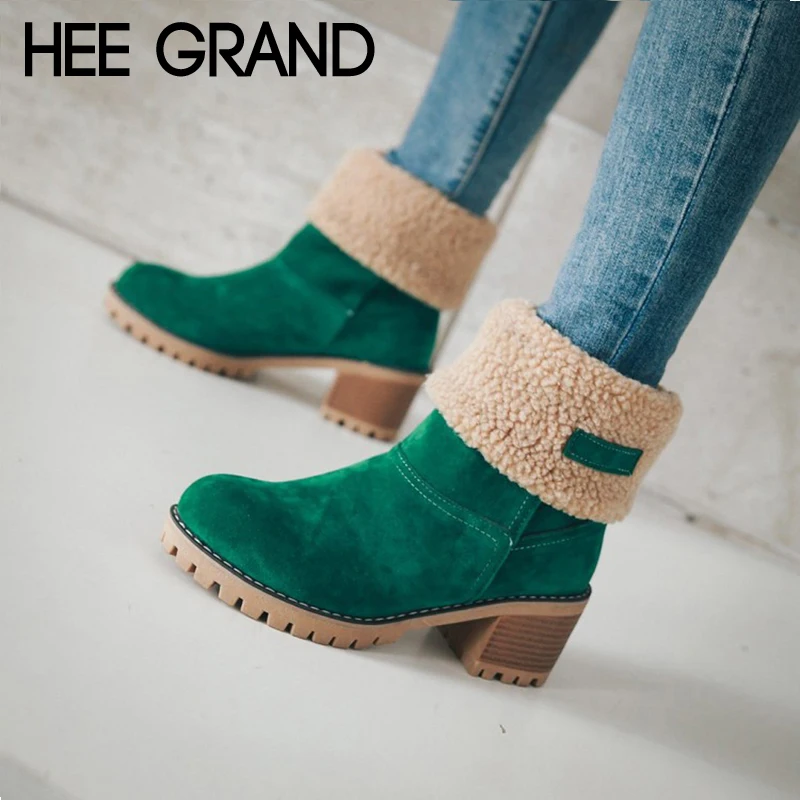 HEE GRAND/женские зимние теплые ботильоны повседневная обувь на платформе без